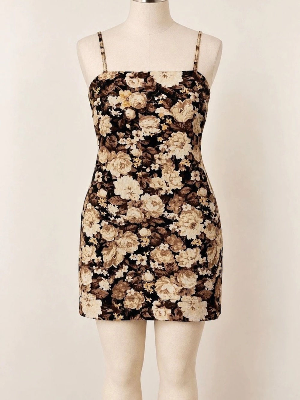 Abercrombie & Fitch XXS Floral Linen Cotton Blend Mini Dress Spaghetti Strap